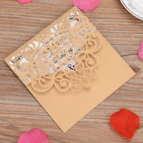 Max 10 sets laser cut hollow out wedding invitation cards embossed cover beige