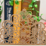 Max 10 sets laser cut hollow out wedding invitation cards embossed cover beige