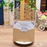 Max 10 sets laser cut hollow out wedding invitation cards embossed cover beige