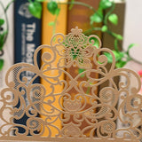 Max 10 sets laser cut hollow out wedding invitation cards embossed cover beige