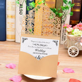 Max 10 Sets Luxury Hollow Floral Wedding Invitation Cards with Envelope Beige