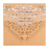 Max 10 Sets Luxury Hollow Floral Wedding Invitation Cards with Envelope Beige