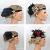 Max Women Headband Feather Headpiece Wedding Party Hair Accessories Black+Blue