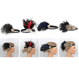 Max Women Headband Feather Headpiece Wedding Party Hair Accessories Black+Blue