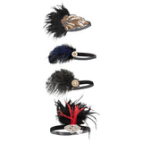 Max Women Headband Feather Headpiece Wedding Party Hair Accessories Black+Blue