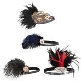 Max Women Headband Feather Headpiece Wedding Party Hair Accessories Black+Blue