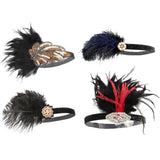 Max Women Headband Feather Headpiece Wedding Party Hair Accessories Black+Blue