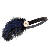 Max Women Headband Feather Headpiece Wedding Party Hair Accessories Black+Blue