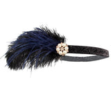 Max Women Headband Feather Headpiece Wedding Party Hair Accessories Black+Blue
