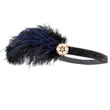 Max Women Headband Feather Headpiece Wedding Party Hair Accessories Black+Blue