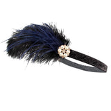 Max Women Headband Feather Headpiece Wedding Party Hair Accessories Black+Blue