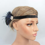 Max Women Headband Feather Headpiece Wedding Party Hair Accessories Black+Blue