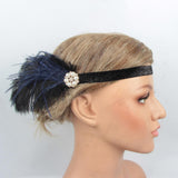 Max Women Headband Feather Headpiece Wedding Party Hair Accessories Black+Blue