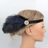 Max Women Headband Feather Headpiece Wedding Party Hair Accessories Black+Blue