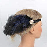 Max Women Headband Feather Headpiece Wedding Party Hair Accessories Black+Blue