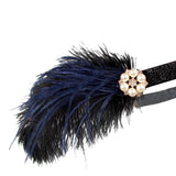 Max Women Headband Feather Headpiece Wedding Party Hair Accessories Black+Blue