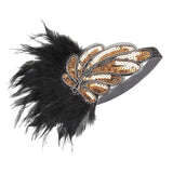 Women Headband Feather Headpiece Wedding Party Hair Accessories Black 01