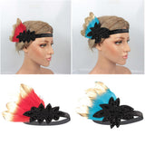 Max 1920s Retro Style Costume Accessory Feather Flapper Headpiece Headband Red