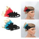 Max 1920s Retro Style Costume Accessory Feather Flapper Headpiece Headband Red