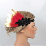 Max 1920s Retro Style Costume Accessory Feather Flapper Headpiece Headband Red