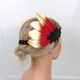Max 1920s Retro Style Costume Accessory Feather Flapper Headpiece Headband Red