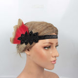 Max 1920s Retro Style Costume Accessory Feather Flapper Headpiece Headband Red