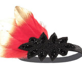 Max 1920s Retro Style Costume Accessory Feather Flapper Headpiece Headband Red