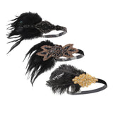 Max 1920s Vintage Style Feather Flapper Headband Headpiece W/ tassels Golden