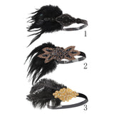Max 1920s Vintage Style Feather Flapper Headband Headpiece W/ tassels Golden