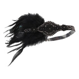 Max 1920s Vintage Style Feather Flapper Headband Headpiece W/ tassels Golden