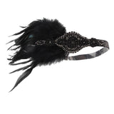 Max 1920s Vintage Style Feather Flapper Headband Headpiece W/ tassels Golden