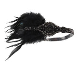 Max 1920s Vintage Style Feather Flapper Headband Headpiece W/ tassels Golden
