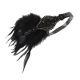 Max 1920s Vintage Style Feather Flapper Headband Headpiece W/ tassels Golden