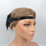Max 1920s Vintage Style Feather Flapper Headband Headpiece W/ tassels Golden