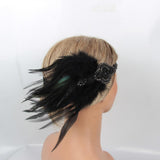 Max 1920s Vintage Style Feather Flapper Headband Headpiece W/ tassels Golden