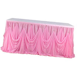 Max Pink Chiffon Crystal Table Skirt for Wedding Party Home Table Decor 3 yards
