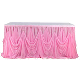 Max Pink Chiffon Crystal Table Skirt for Wedding Party Home Table Decor 3 yards