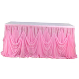 Max Pink Chiffon Crystal Table Skirt for Wedding Party Home Table Decor 3 yards