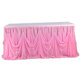 Max Pink Chiffon Crystal Table Skirt for Wedding Party Home Table Decor 3 yards