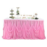 Max Pink Chiffon Crystal Table Skirt for Wedding Party Home Table Decor 3 yards
