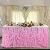 Max Pink Chiffon Crystal Table Skirt for Wedding Party Home Table Decor 3 yards