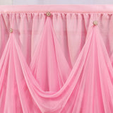 Max Pink Chiffon Crystal Table Skirt for Wedding Party Home Table Decor 3 yards