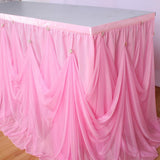 Max Pink Chiffon Crystal Table Skirt for Wedding Party Home Table Decor 3 yards
