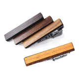 Max Mens Simple Wood Tie Clip Copper Fashion Necktie Clasp Tie Bar Walnut