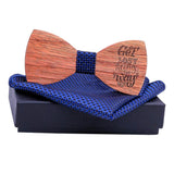 Max Adjustable Wood Bow Tie W/ Craved Proverb & Pocket Square Vintage Style C