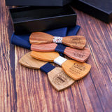 Max Adjustable Wood Bow Tie W/ Craved Proverb & Pocket Square Vintage Style C