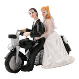 Max Wedding Bride Groom Couple Motorcycle Resin Figurine Cake Topper Decoration