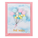 Max 1Pcs Creative Pompom Ball Balloon Paper Greeting Card for Wedding Birthday