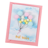 Max 1Pcs Creative Pompom Ball Balloon Paper Greeting Card for Wedding Birthday