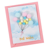 Max 1Pcs Creative Pompom Ball Balloon Paper Greeting Card for Wedding Birthday